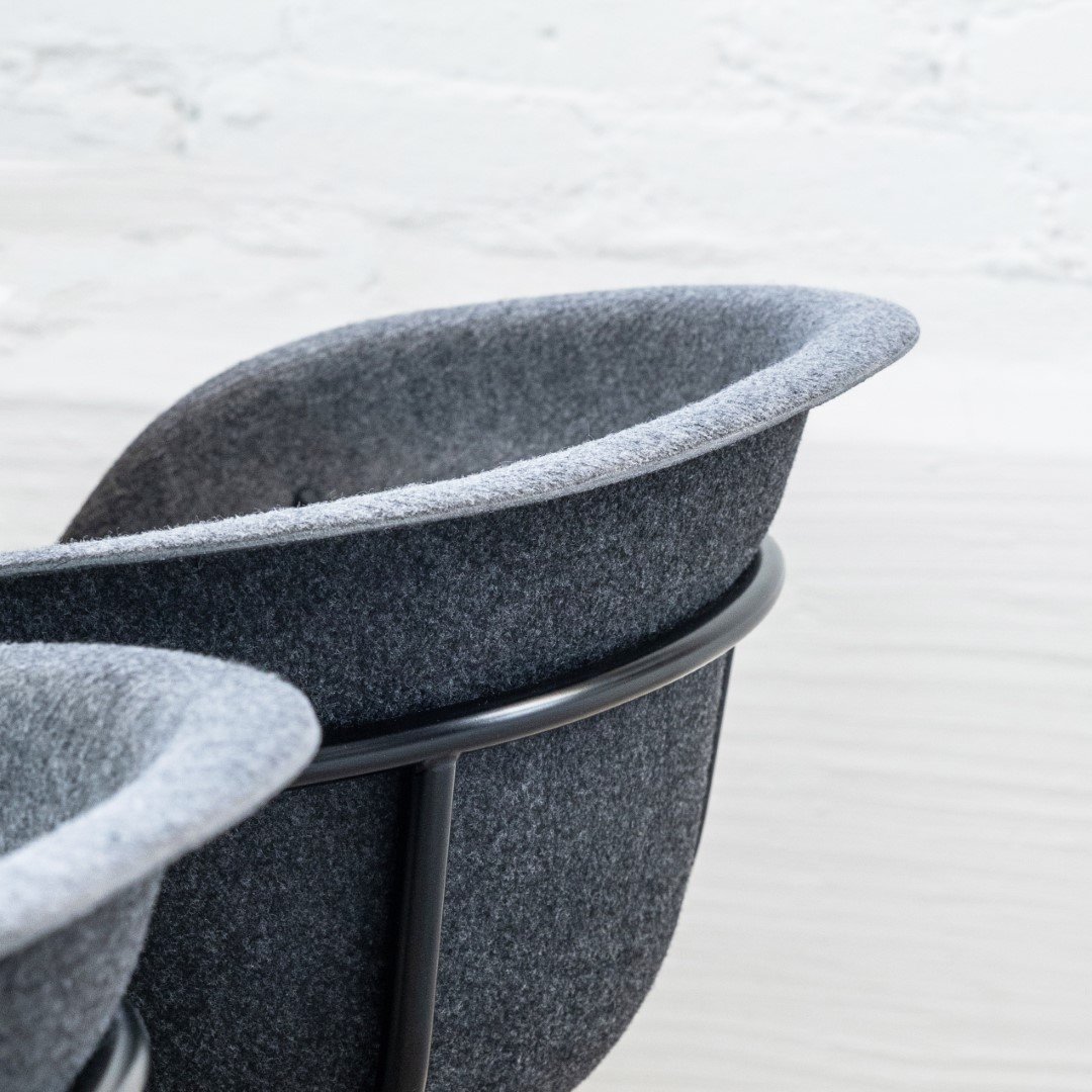 The CARRII chair, made of recycled PET felt. Where functional design meets timeless elegance. Design by Fokkema & Partners Architecten and Piiroinen.