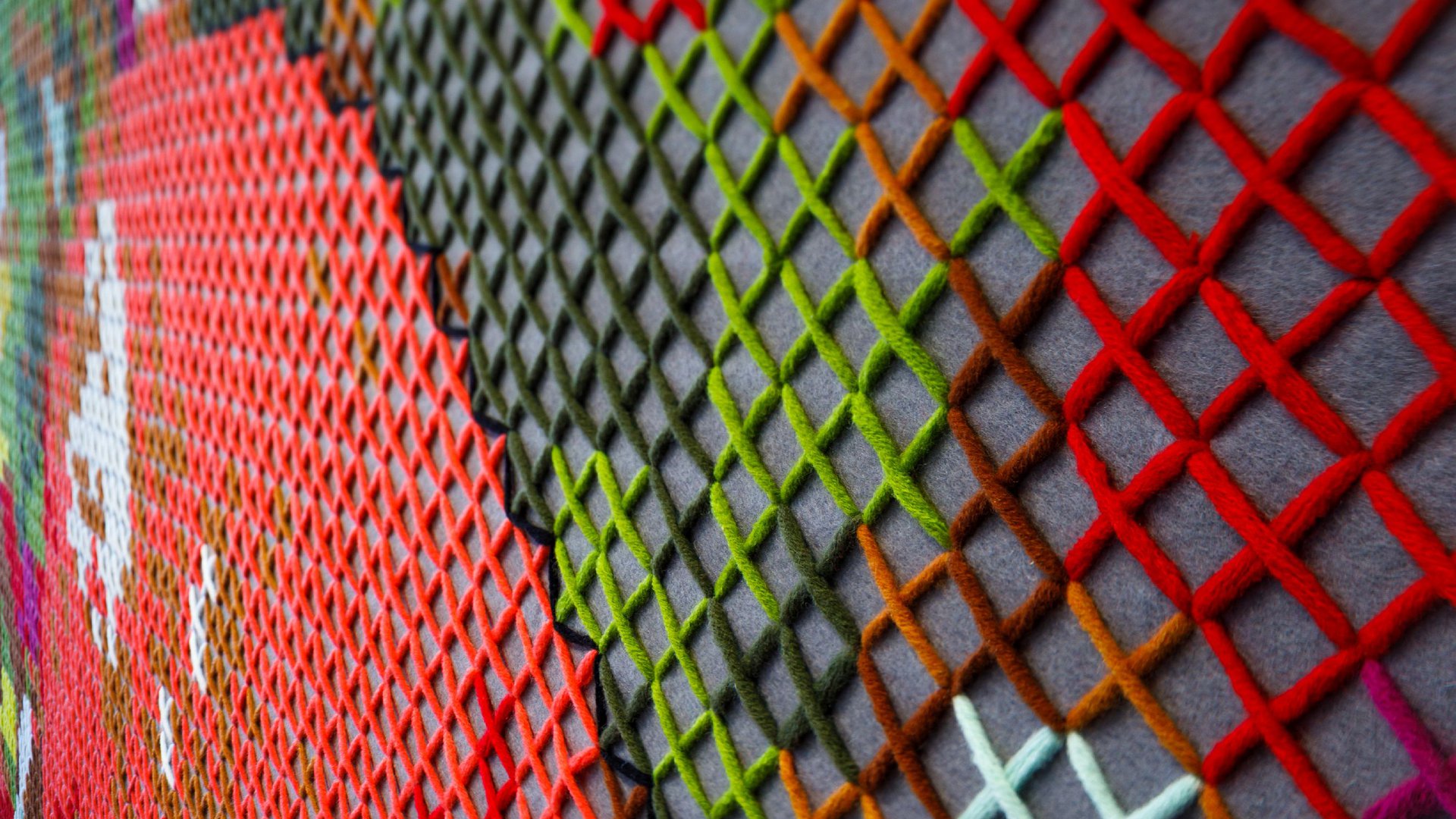 Handembroidered wall panels Fokkema & Partners