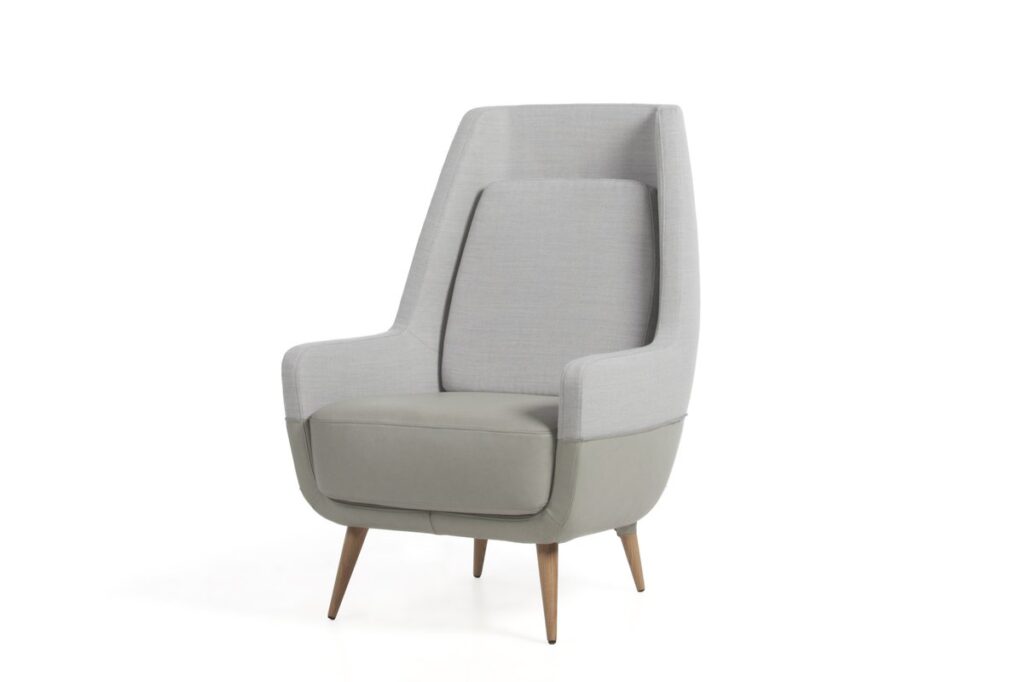Distinctive armchair with two types of covering
