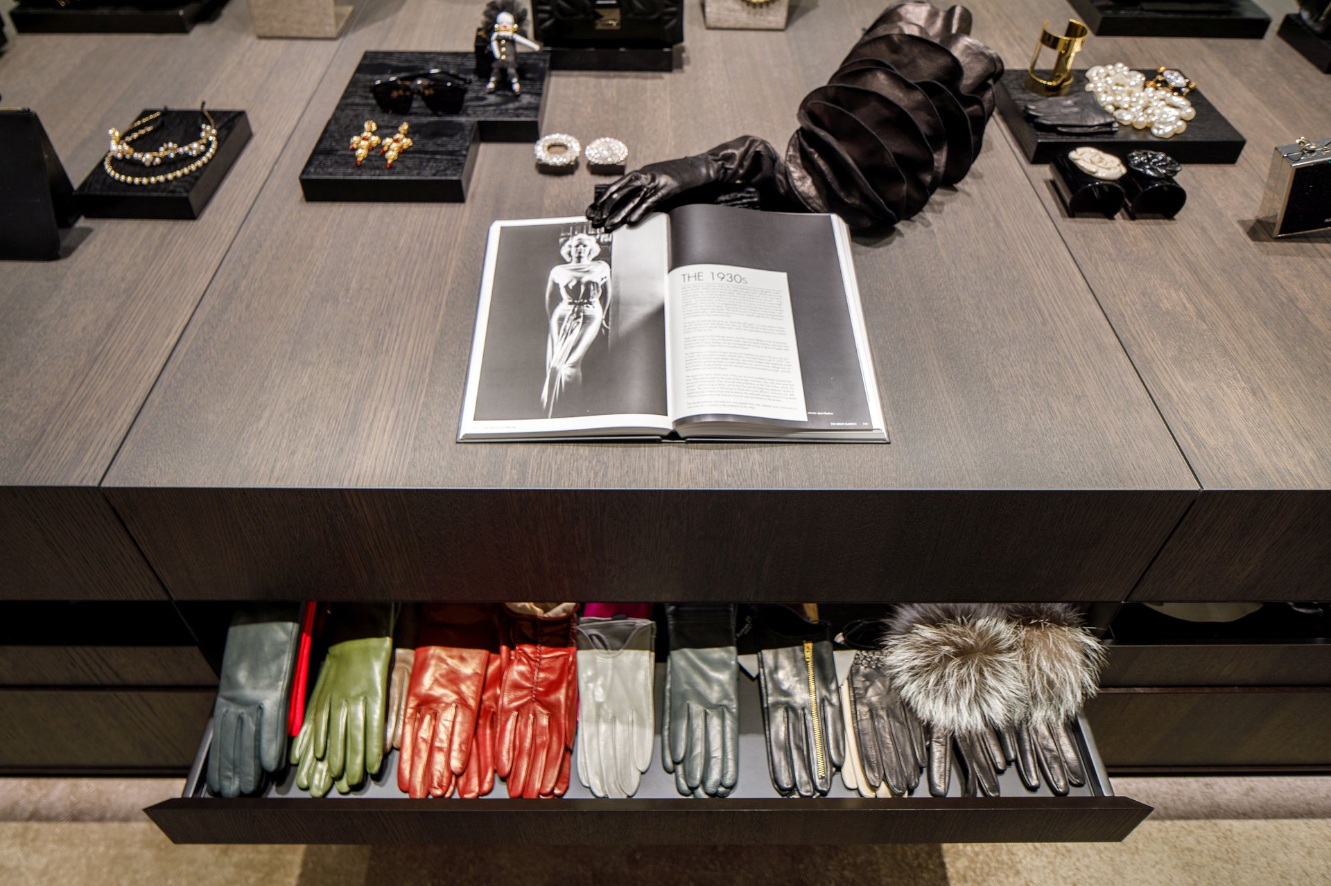 Boutique interior with golden details