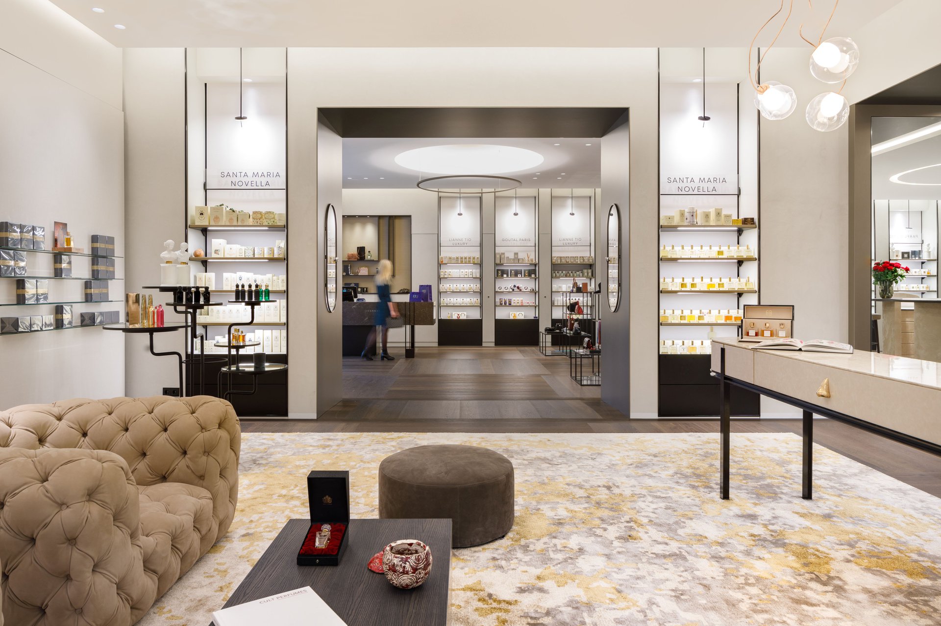A high-end perfume boutique designed in detail to engage the senses