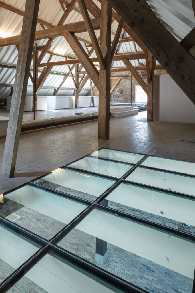 The large barn converted into a visitor center