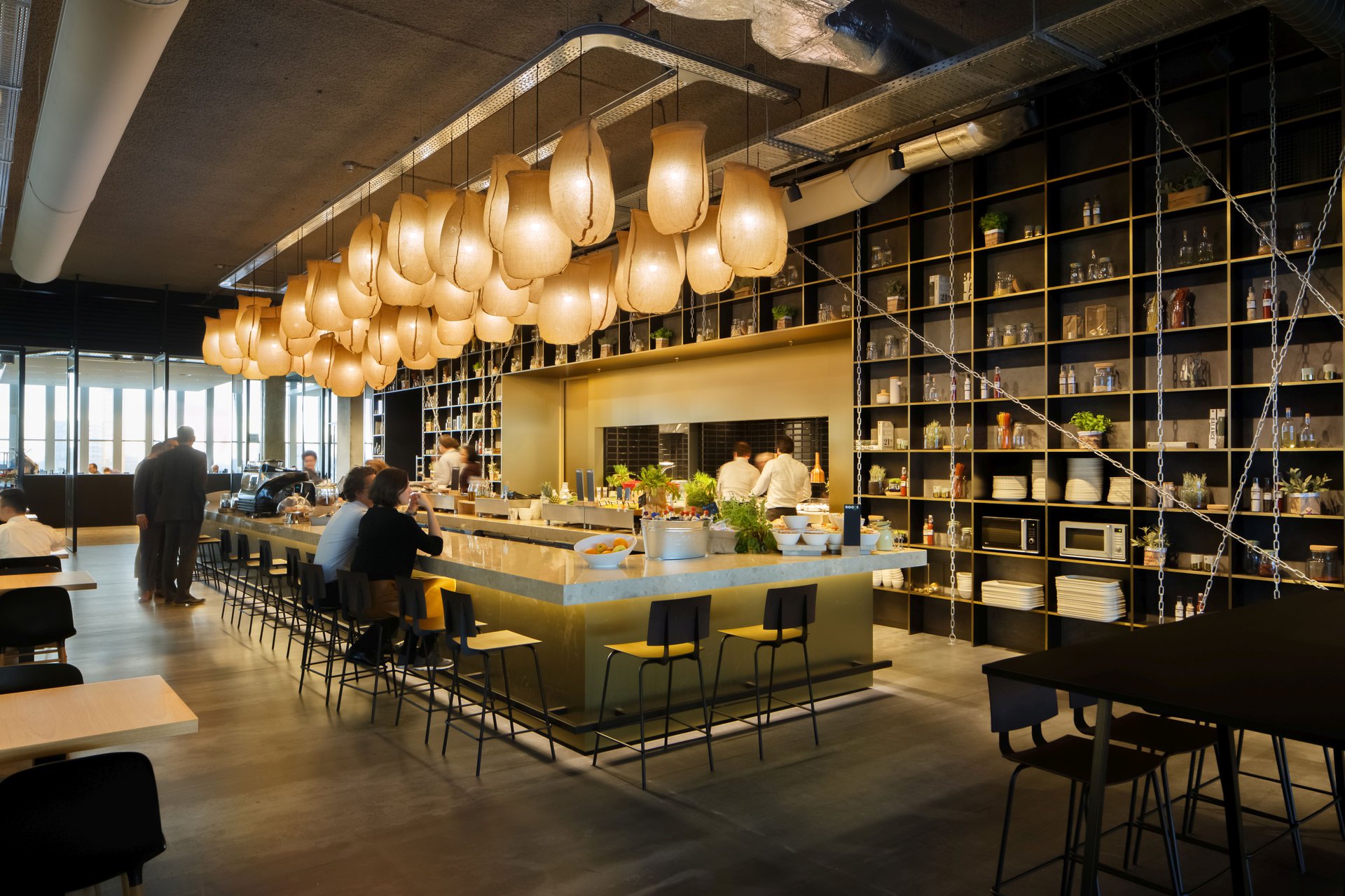 Wide view of the Nidera office with innovative lighting