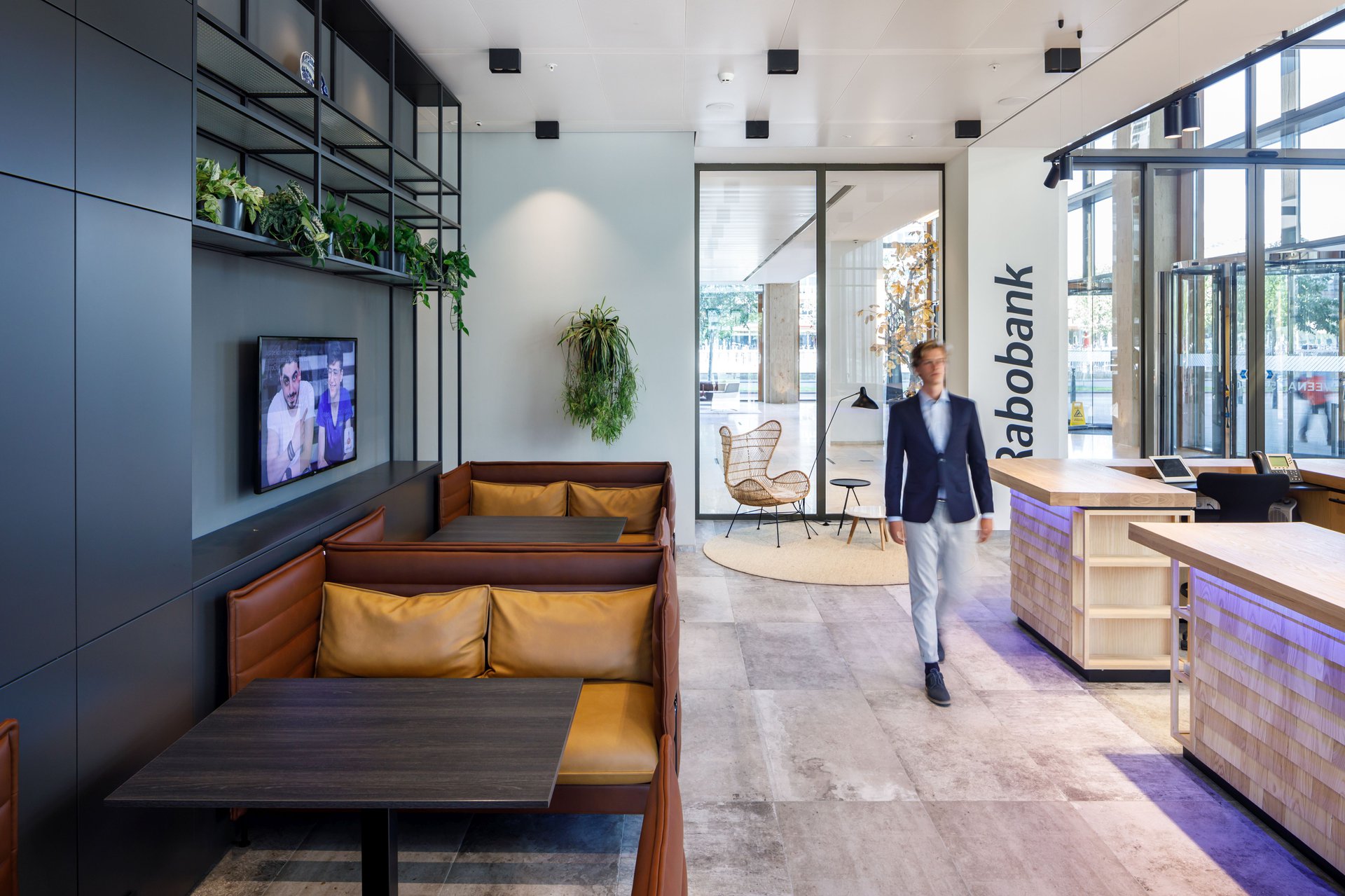 Interior view of Rabobank with natural lighting