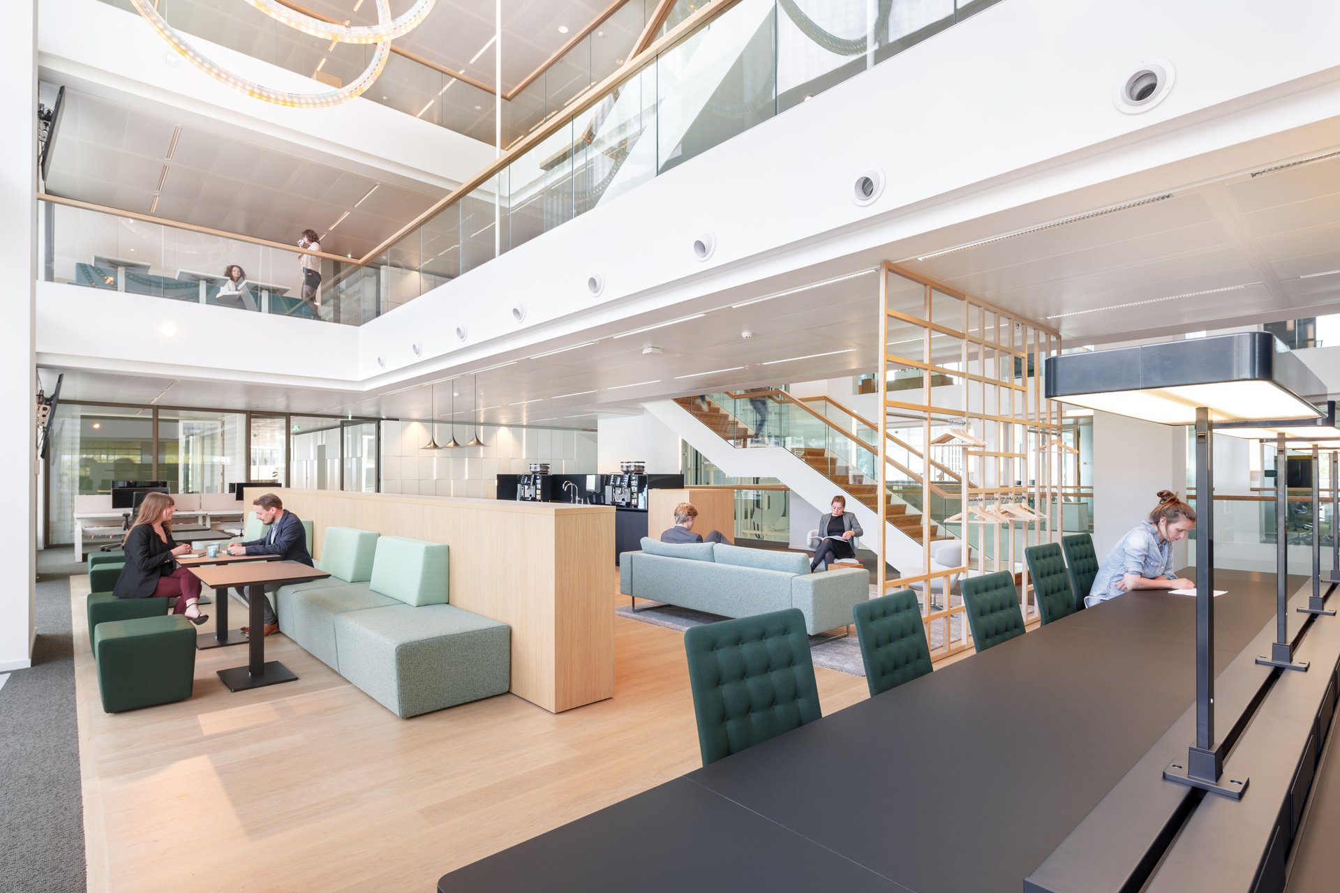 Robeco office interior with clustered spaces