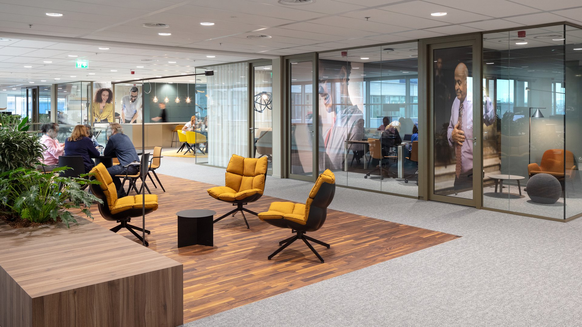 Wide view of the office layout