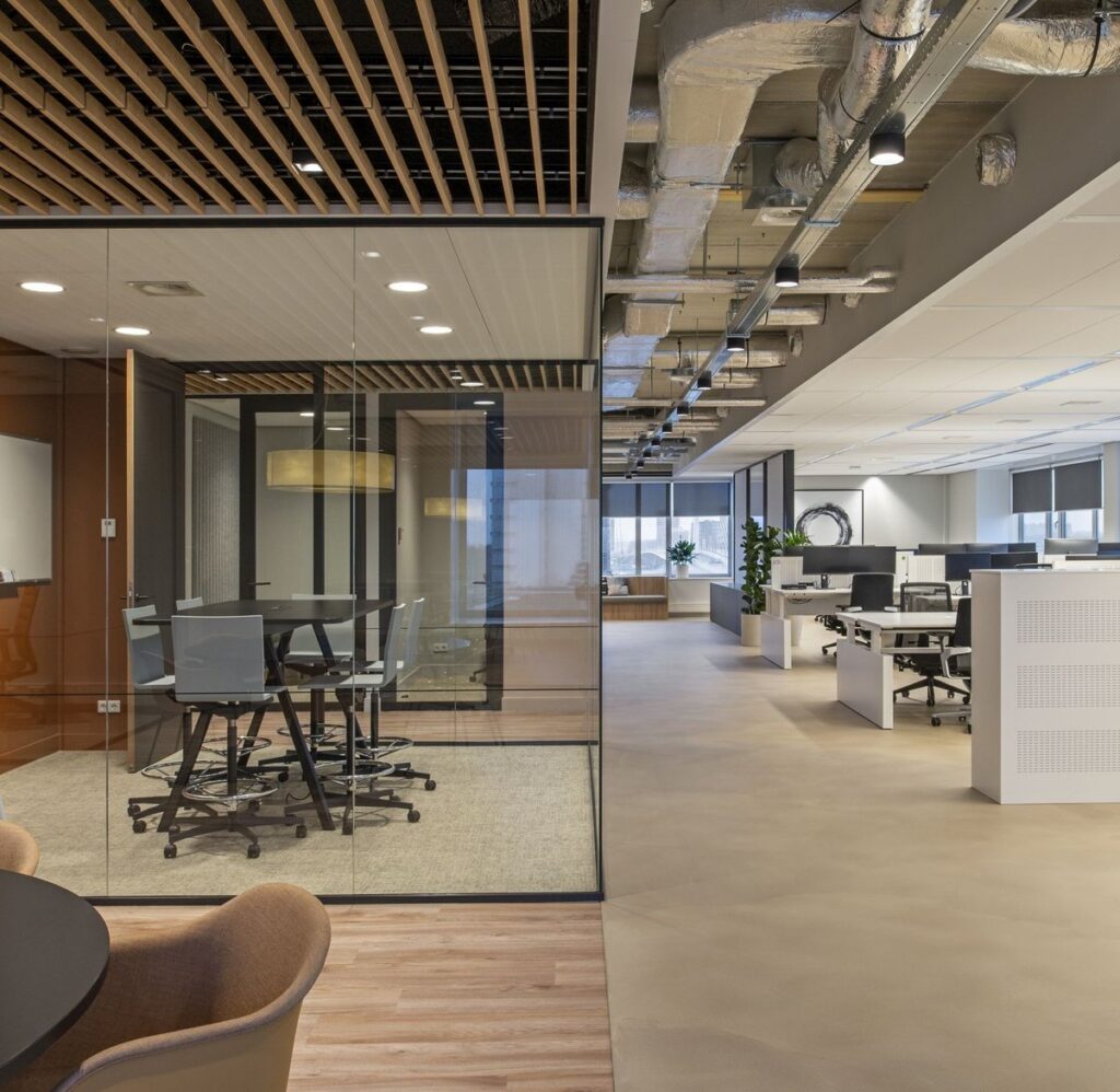 Interior view of Unit4 office with integrated furniture